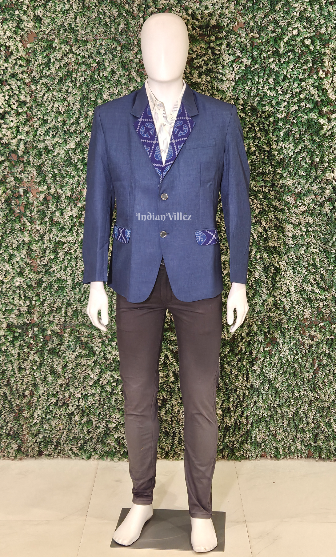 Blue Odisha Ikat Men's Designer Blazer