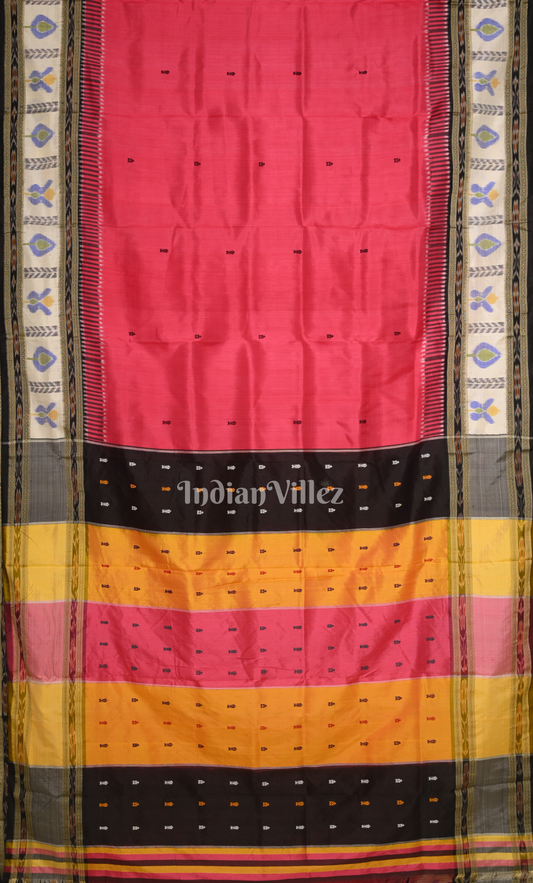 Pink Fish Buti Kathiphera Odisha Ikat Khandua Silk Saree