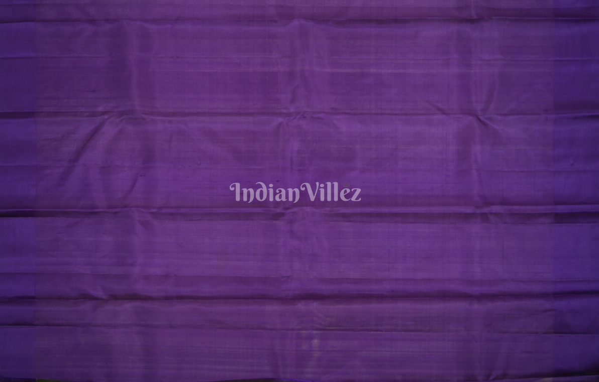 Olive Green Purple Buti Design Zari Pure Kanjivaram Soft Silk Saree 