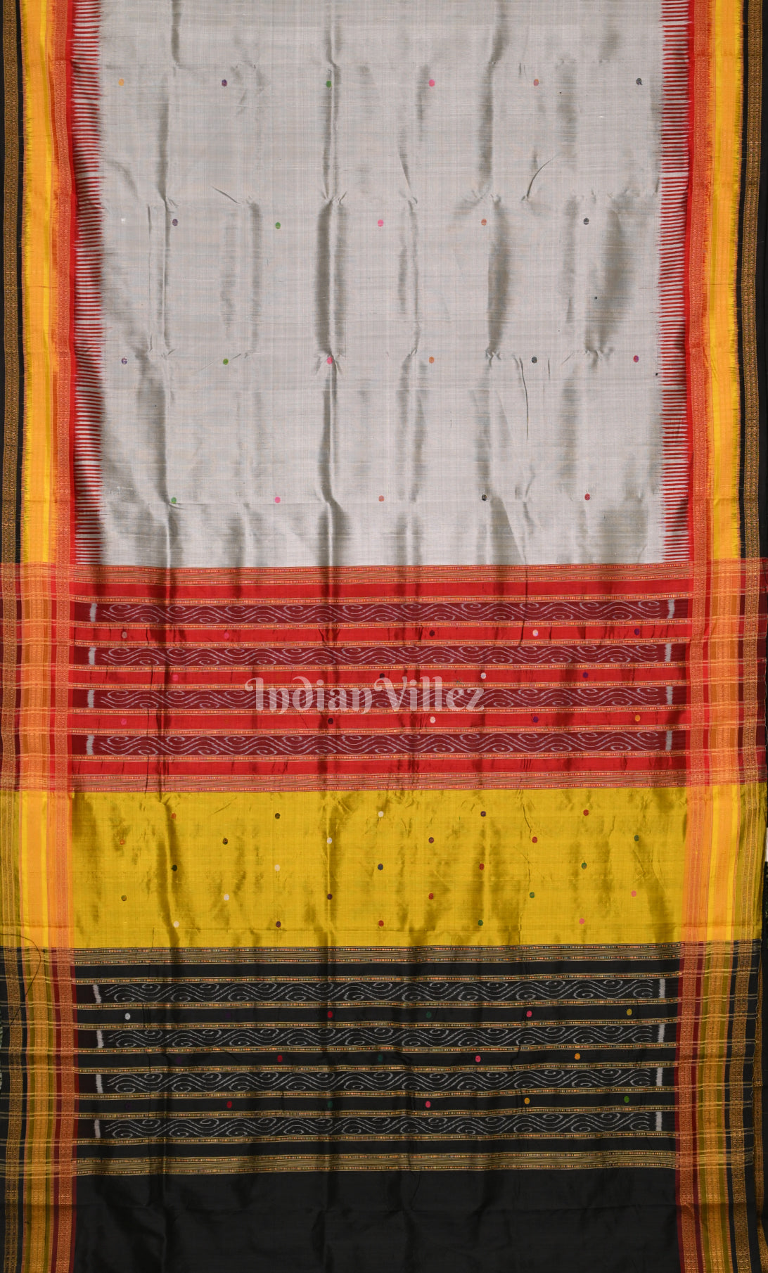 Cement Black Odisha Ikat Kathiphera Khandua Silk Saree