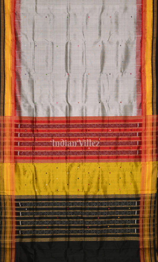 Cement Black Odisha Ikat Kathiphera Khandua Silk Saree