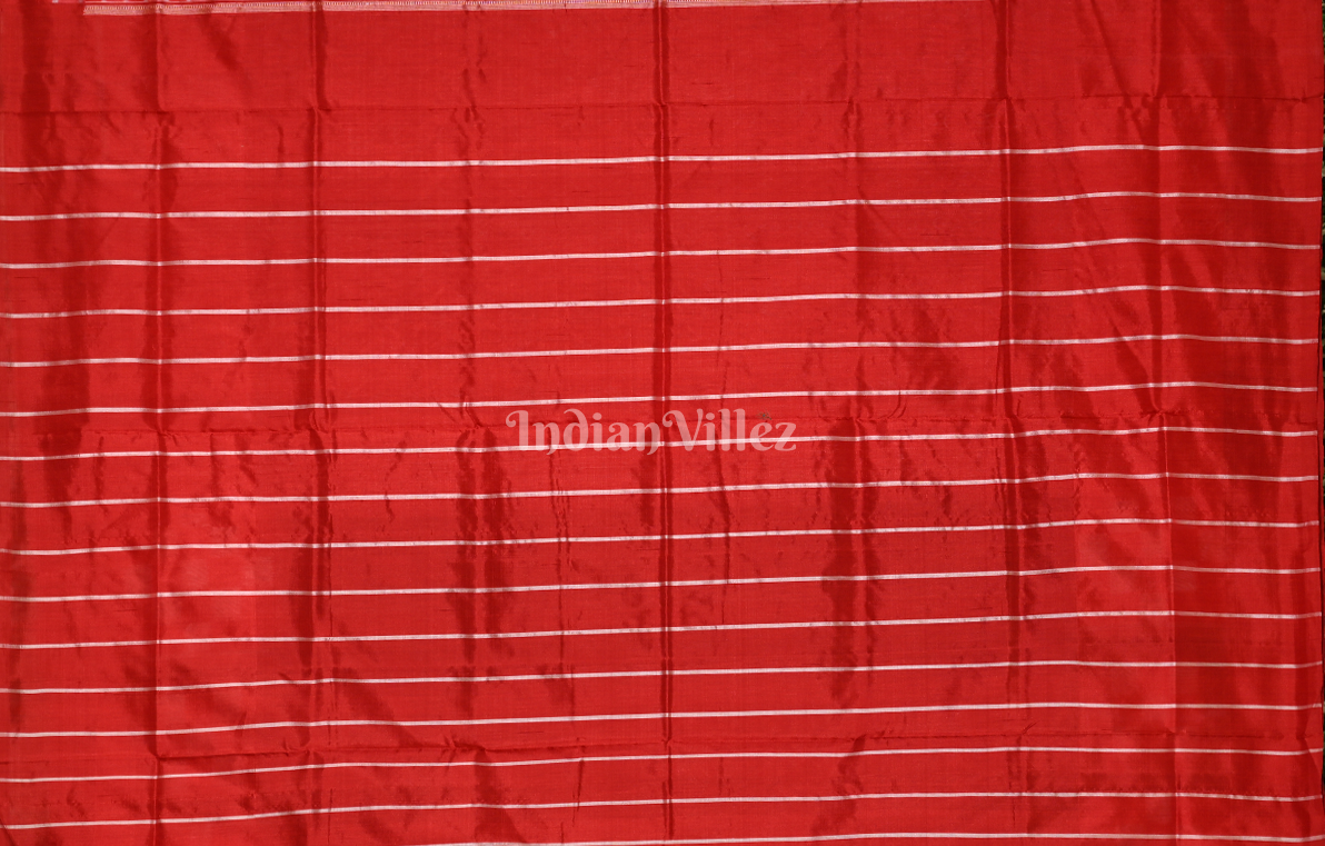 Red Black Pasapali Border Odisha Ikat Sambalpuri Silk Saree