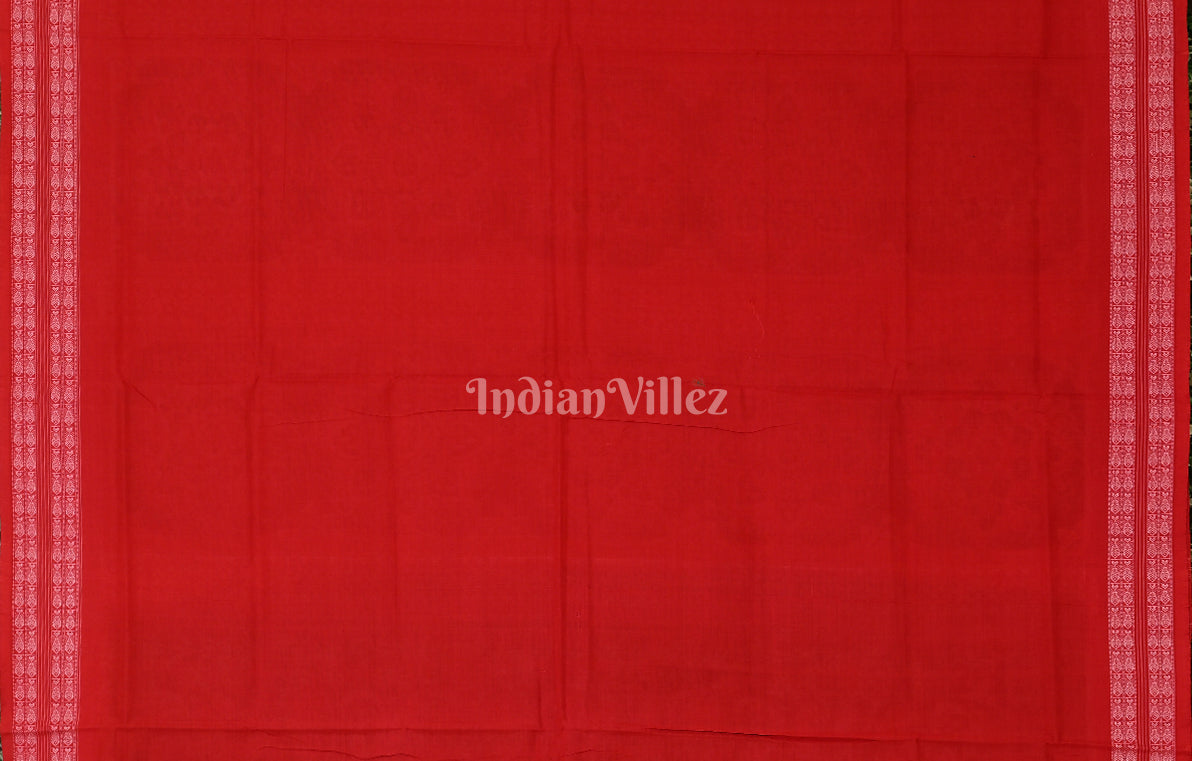 Black Red Odisha Ikat Sambalpuri Cotton Saree 