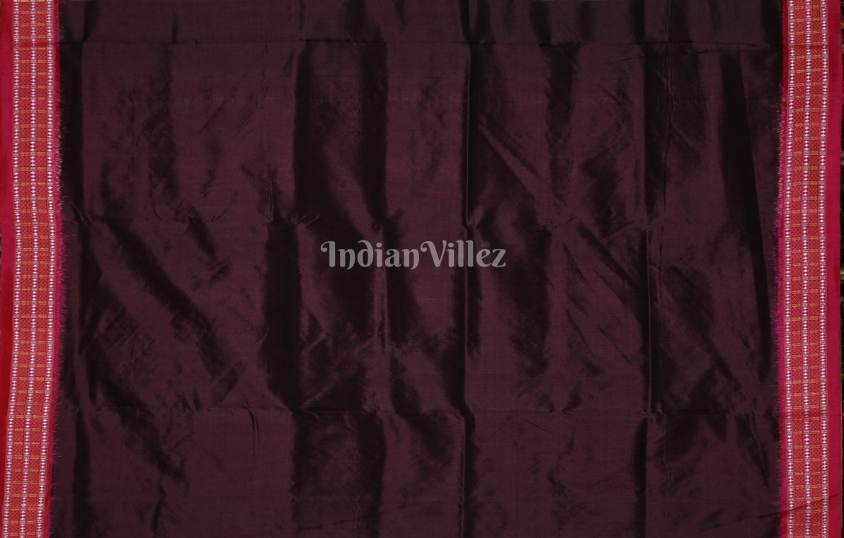 Maroon Pink Siminoi Odisha Ikat Khandua Silk Saree 