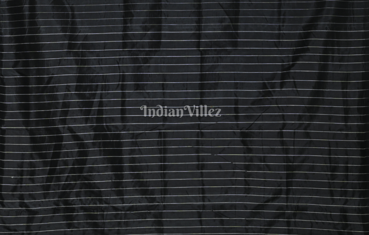 Green Black Nabakothi Odisha Ikat Khandua Silk Saree with  Pecock Elephant Chandua Anchal 