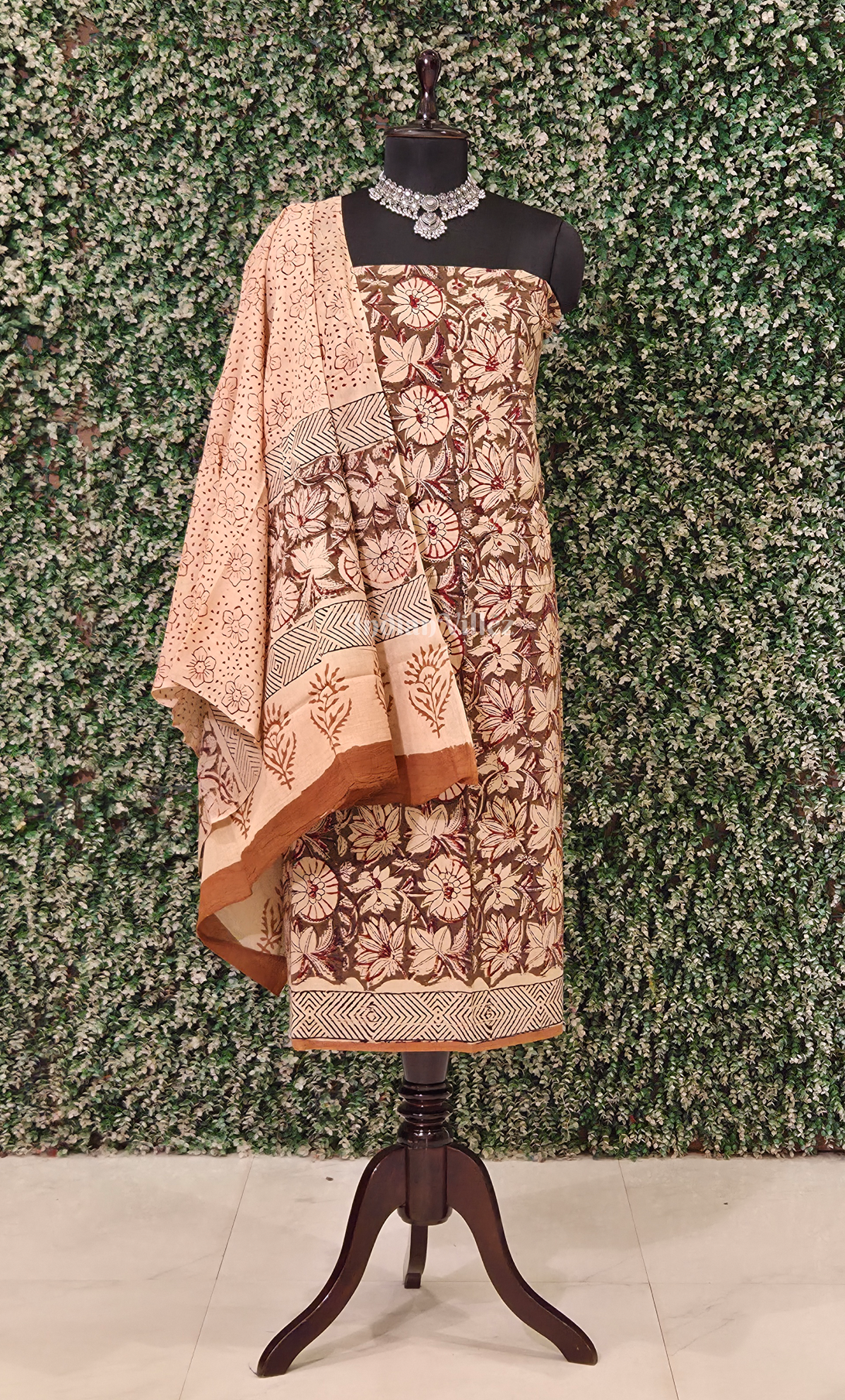 Light Green Bagru Block Printed Cotton Suit Sets