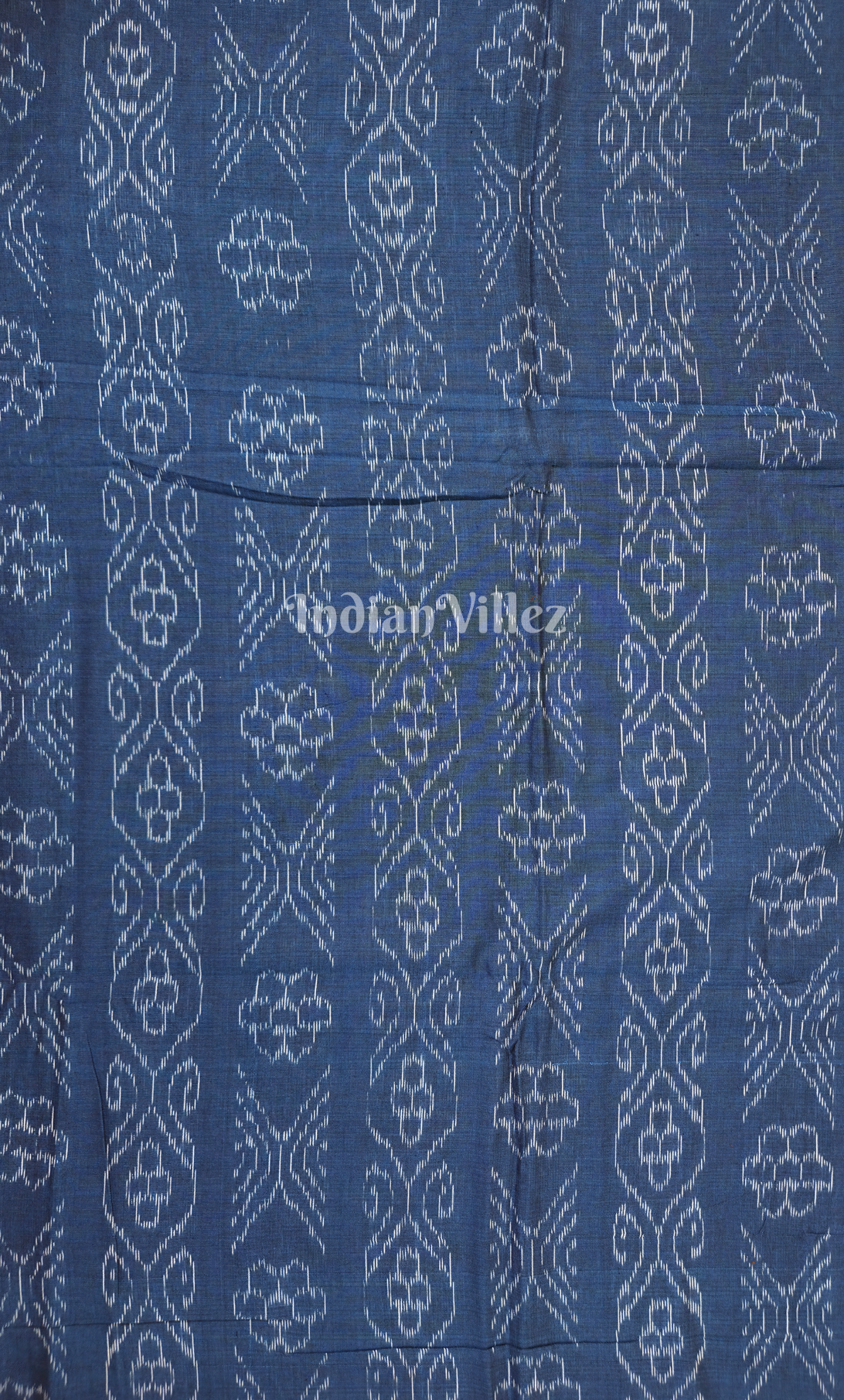 Indigo Blue Floral Theme Odisha Ikat Sambalpuri Cotton Fabric 