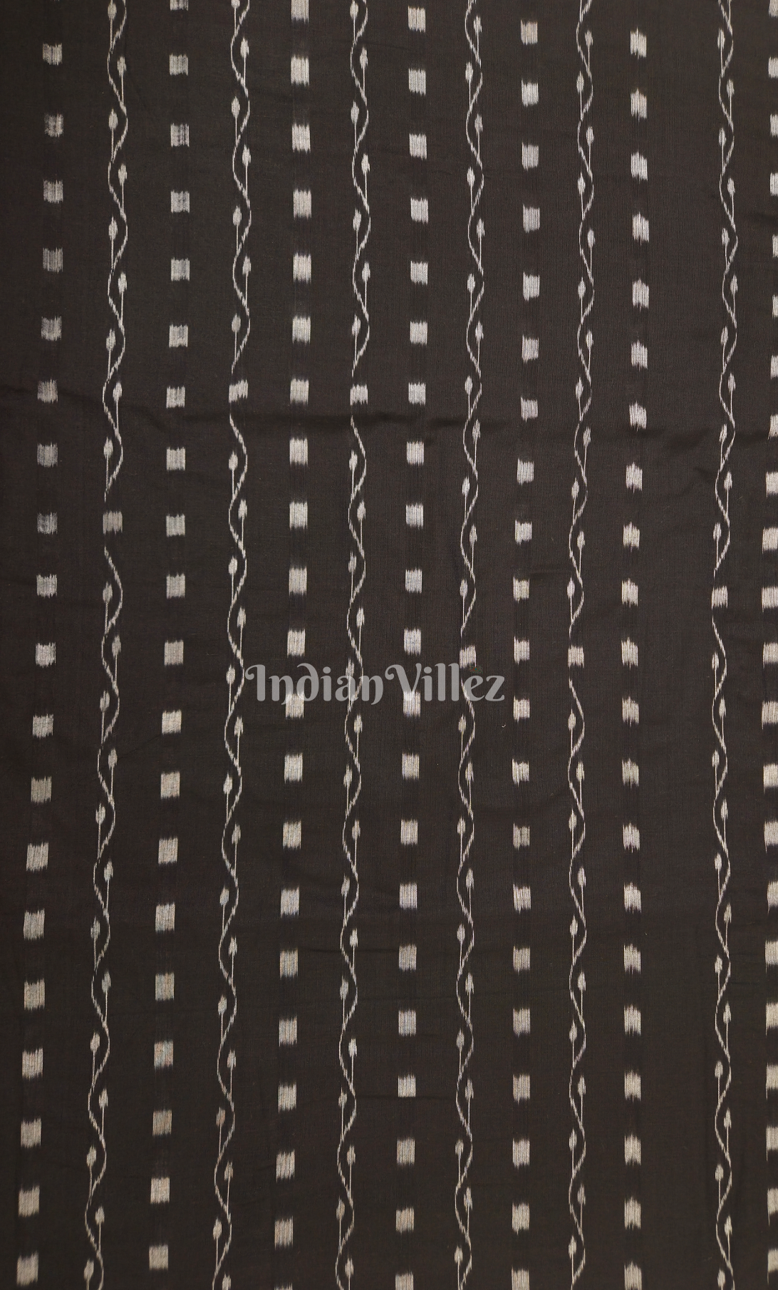 Black Tipa Design Odisha Ikat Sambalpuri Cotton Fabric 