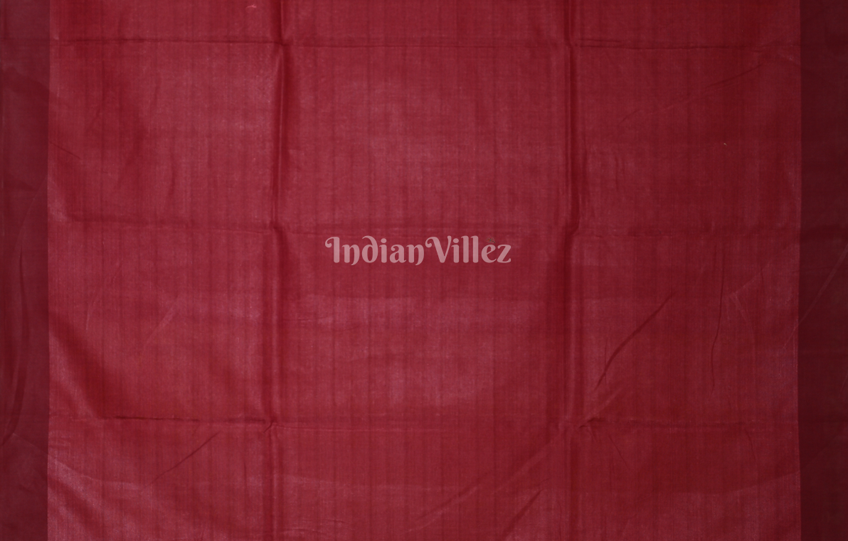 Mustard Yellow Maroon Fine Gopalpur Tussar Silk Saree 