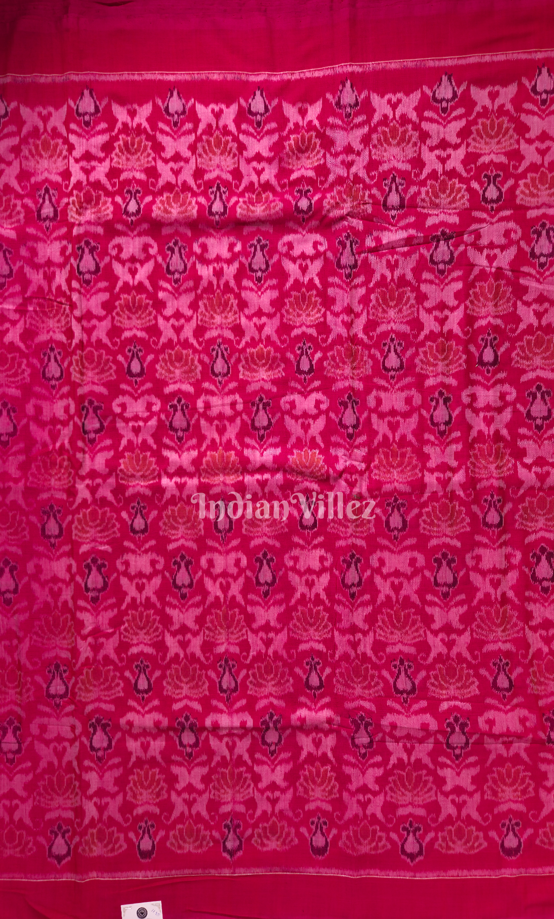 Magenta Pink Floral Motif Odisha Ikat Sambalpuri Cotton Fabric 
