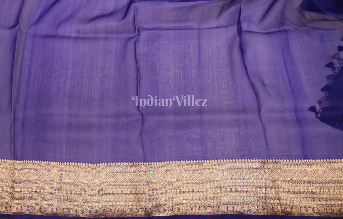 Blue Golden Katan Banarasi Silk Saree