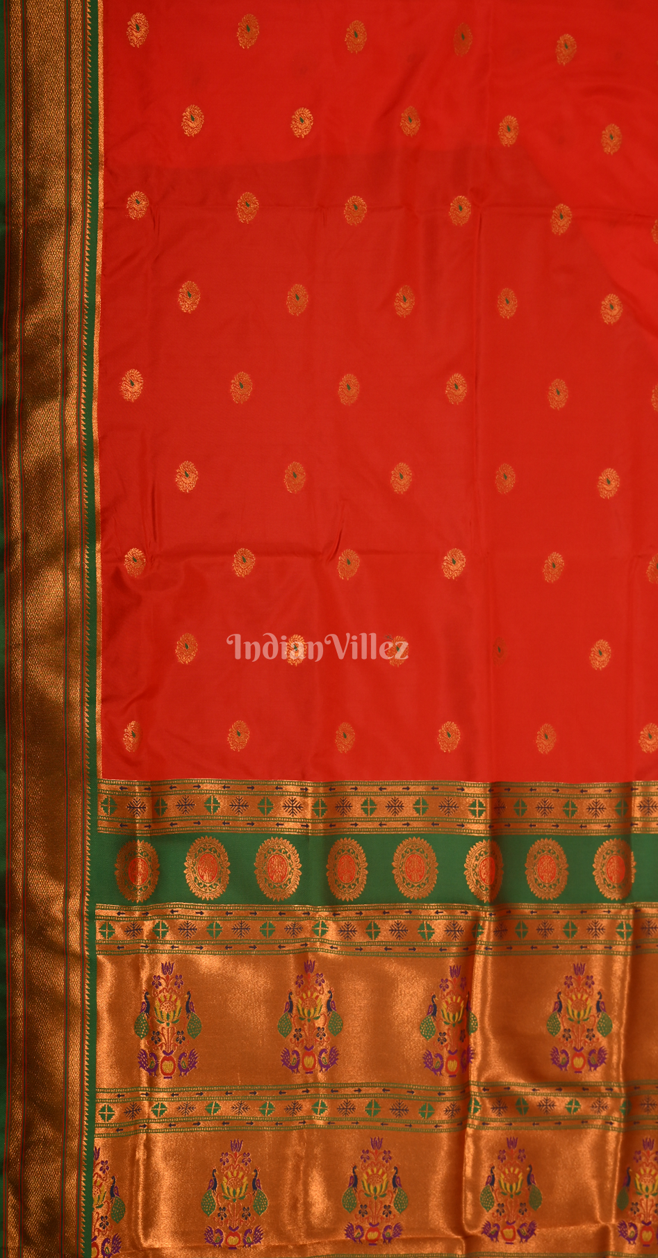 Red Green Woven Zari Paithani Silk Saree