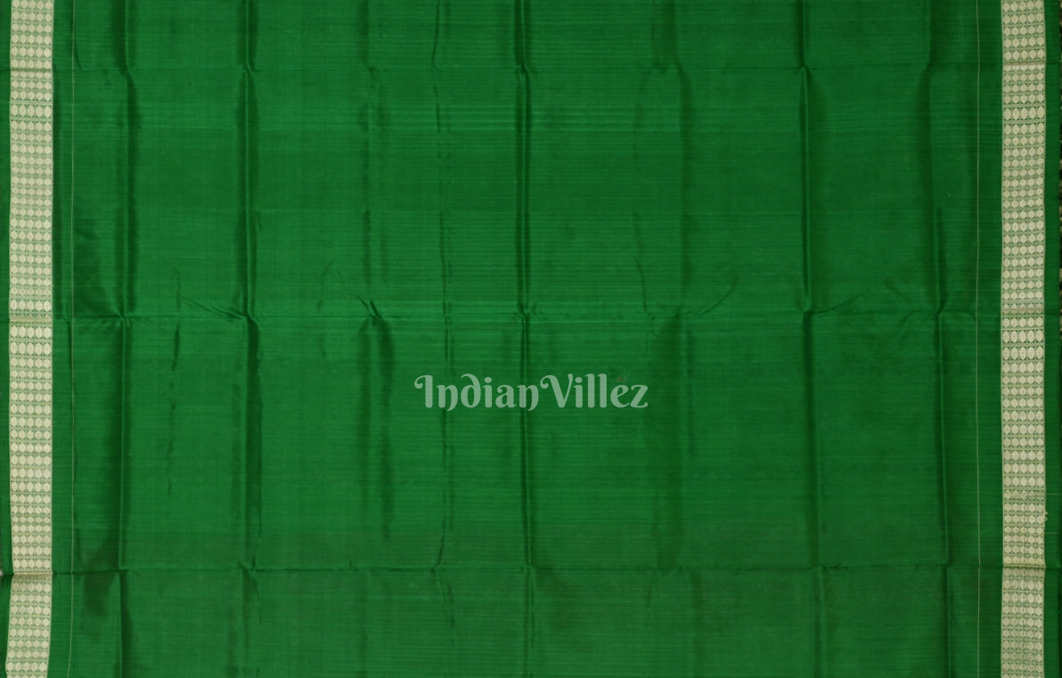 Red Green Konark Temple & Wheel Theme Odisha Ikat Sambalpuri Silk Saree 