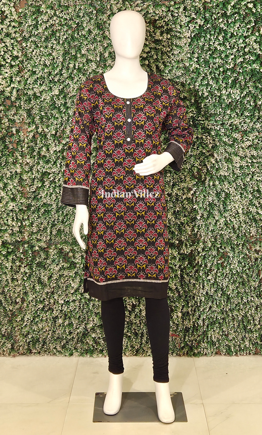 Red Black Mandar Odisha Ikat Designer Cotton Kurti for Women 