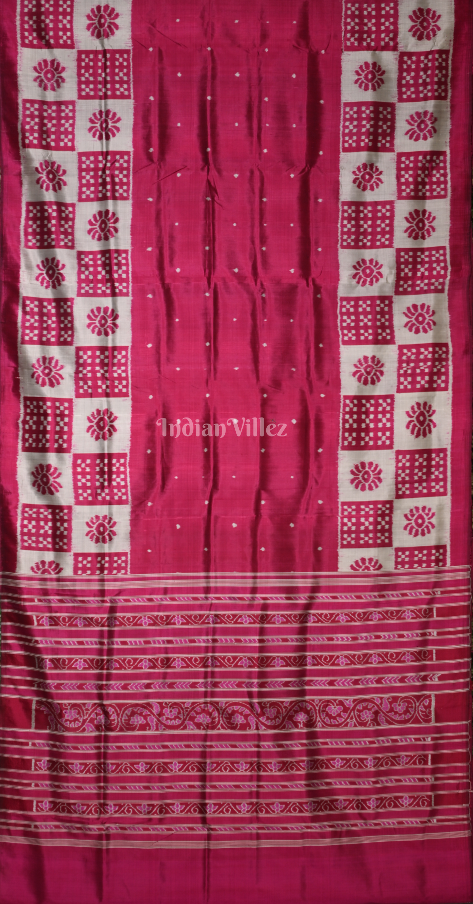 Magenta Pink Pasapali Scot Contemporary Designer Silk Saree with Elephant Anchal 