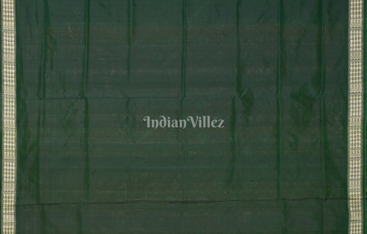 Mustard Yellow Green Odisha Ikat Sambalpuri Silk Saree