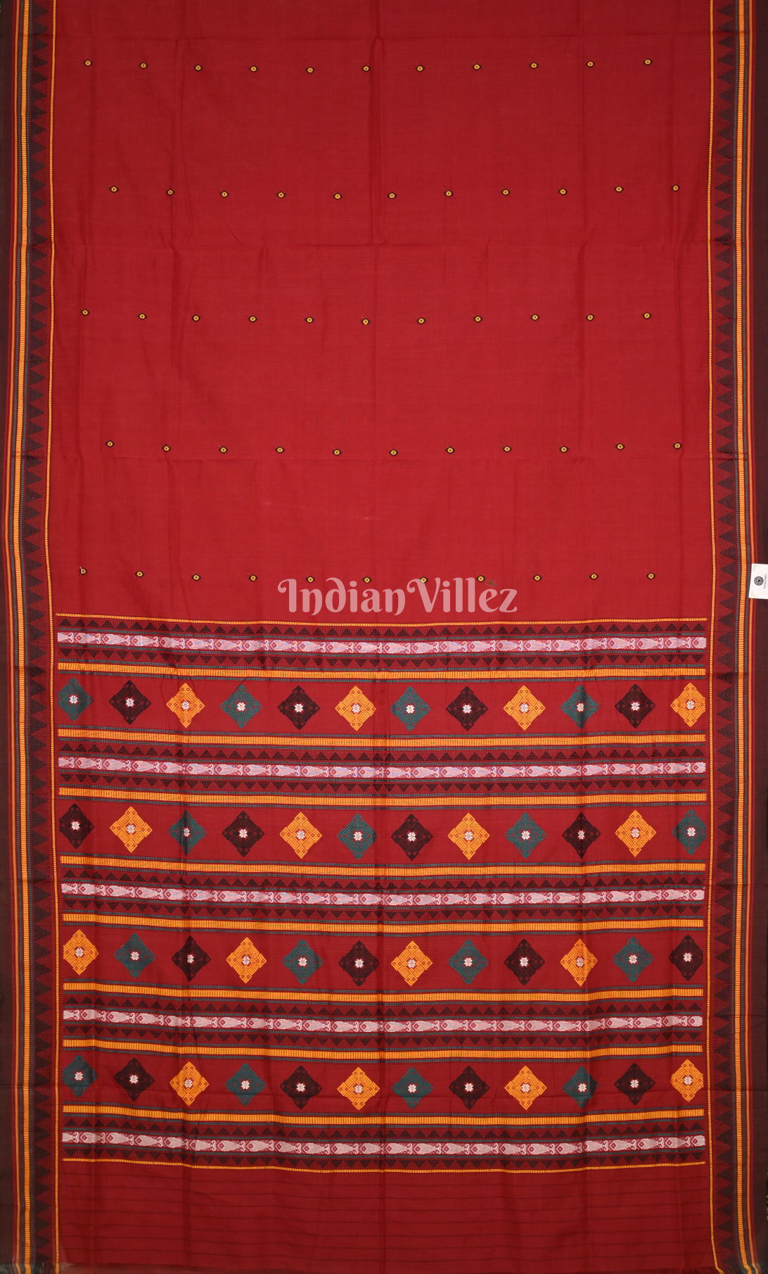 Red Odisha Handloom Dongaria Cotton Saree