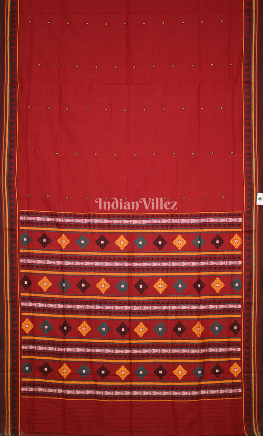 Red Odisha Handloom Dongaria Cotton Saree