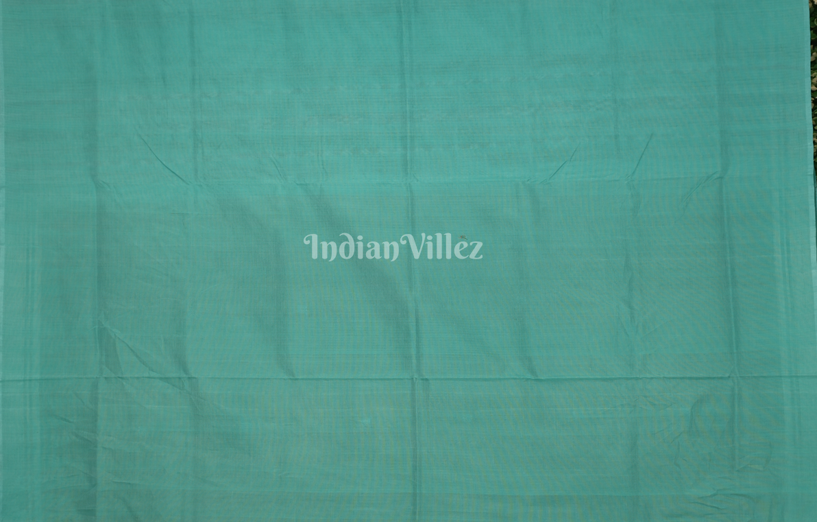 Moss Green Teal Blue Mini Buti Design Odisha Ikat Bomkai Cotton Saree