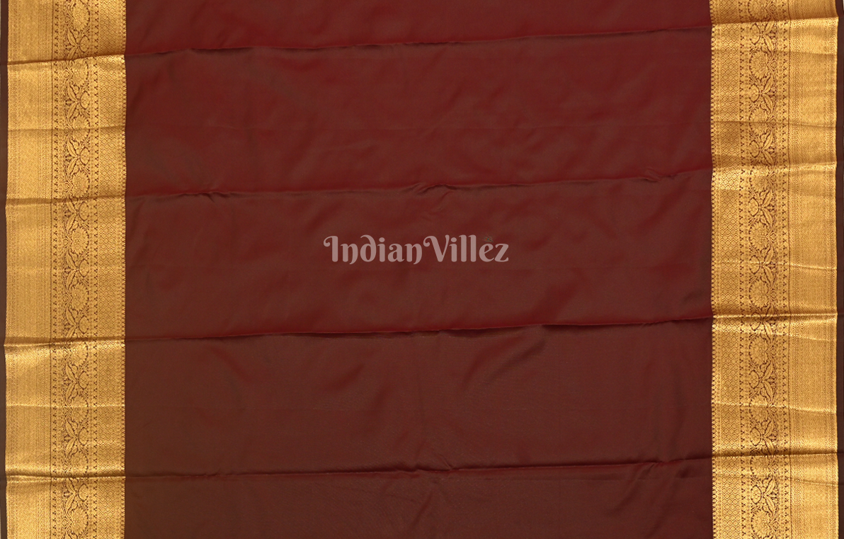 Dark Maroon Paisely Pure Brocade Kanjivaram Silk Saree 