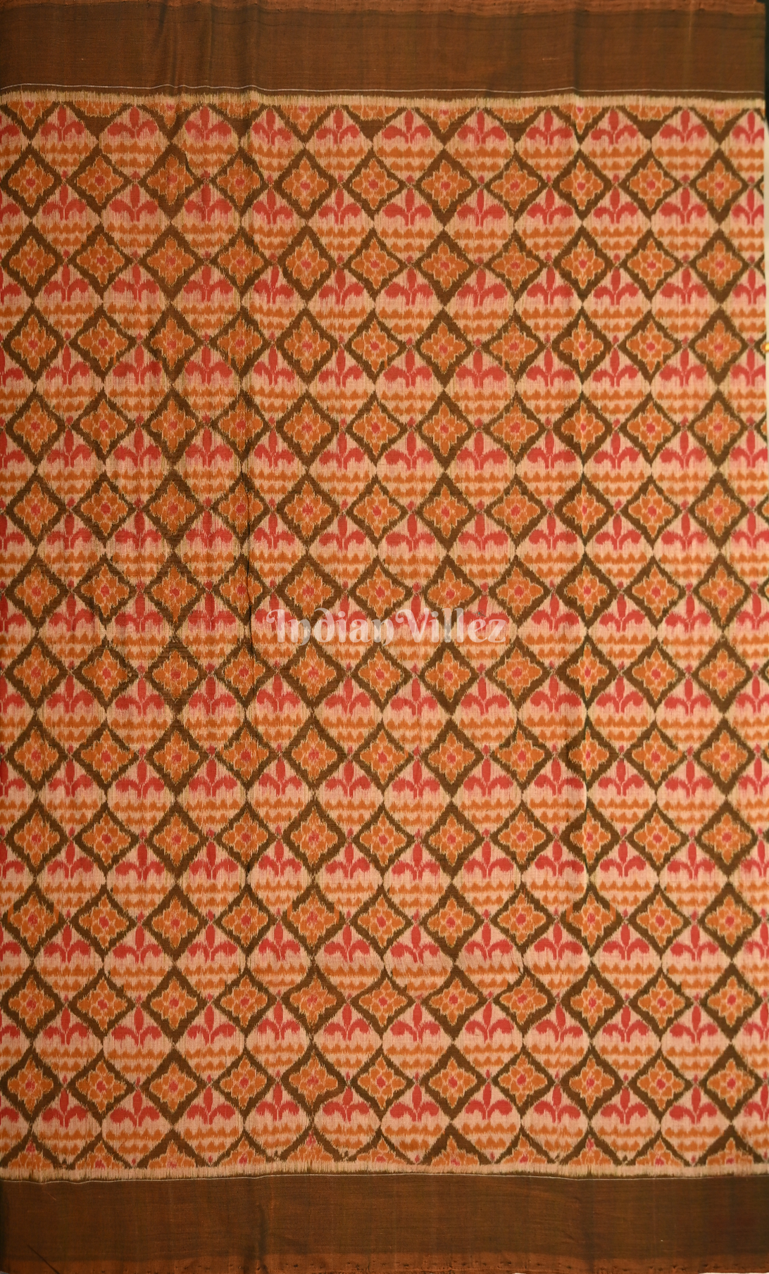 Mustard Yellow Red Sambalpuri Odisha Ikat Cotton Fabric 
