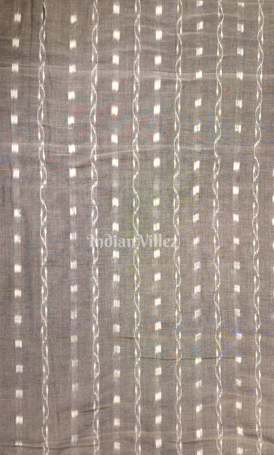 Grey Tipa Design Odisha Ikat Sambalpuri Cotton Fabric