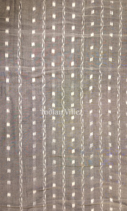Grey Tipa Design Odisha Ikat Sambalpuri Cotton Fabric