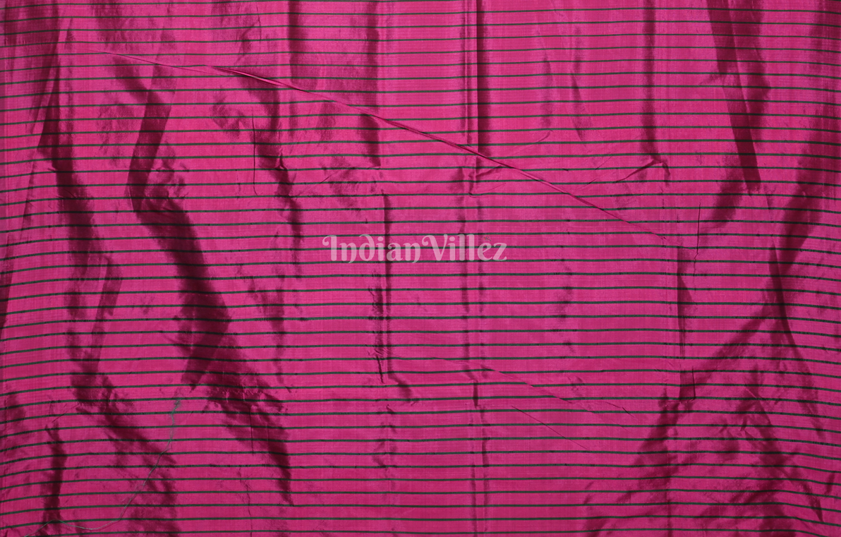 Green Magenta Pink Cambodian Ikat Contemporary Designer Silk Saree 