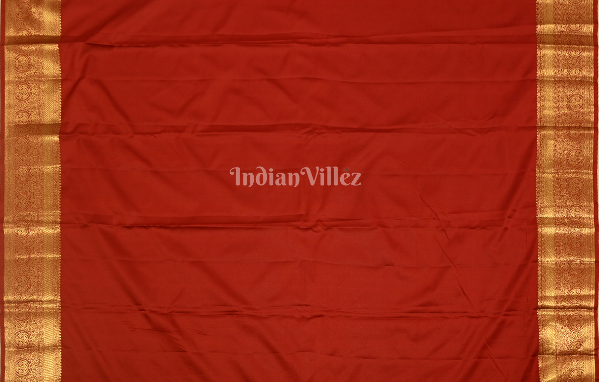 Red Golden Pure Brocade Kanjivaram Silk Saree 