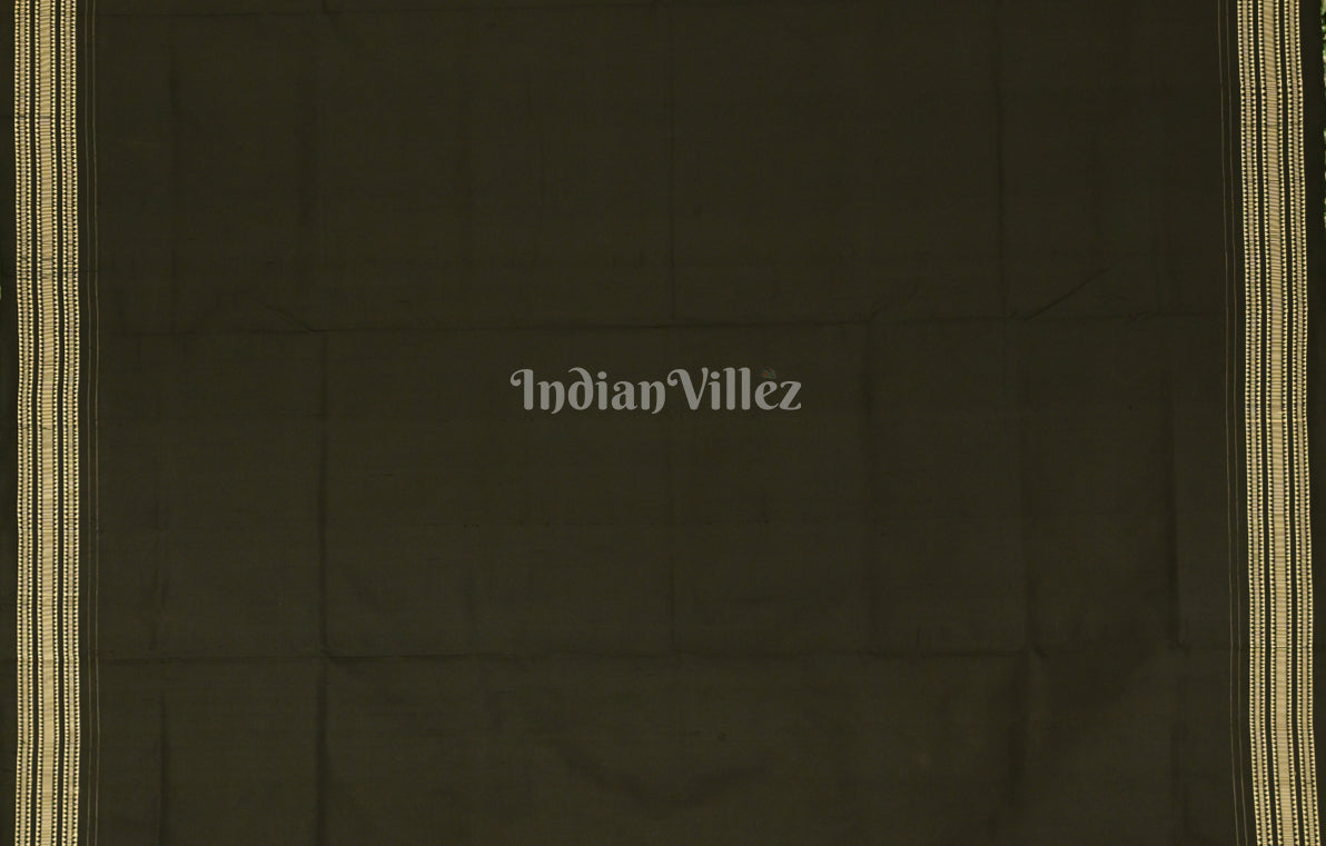 Black Red Laal Mandaar Design Odisha Ikat Sambalpuri Silk Saree