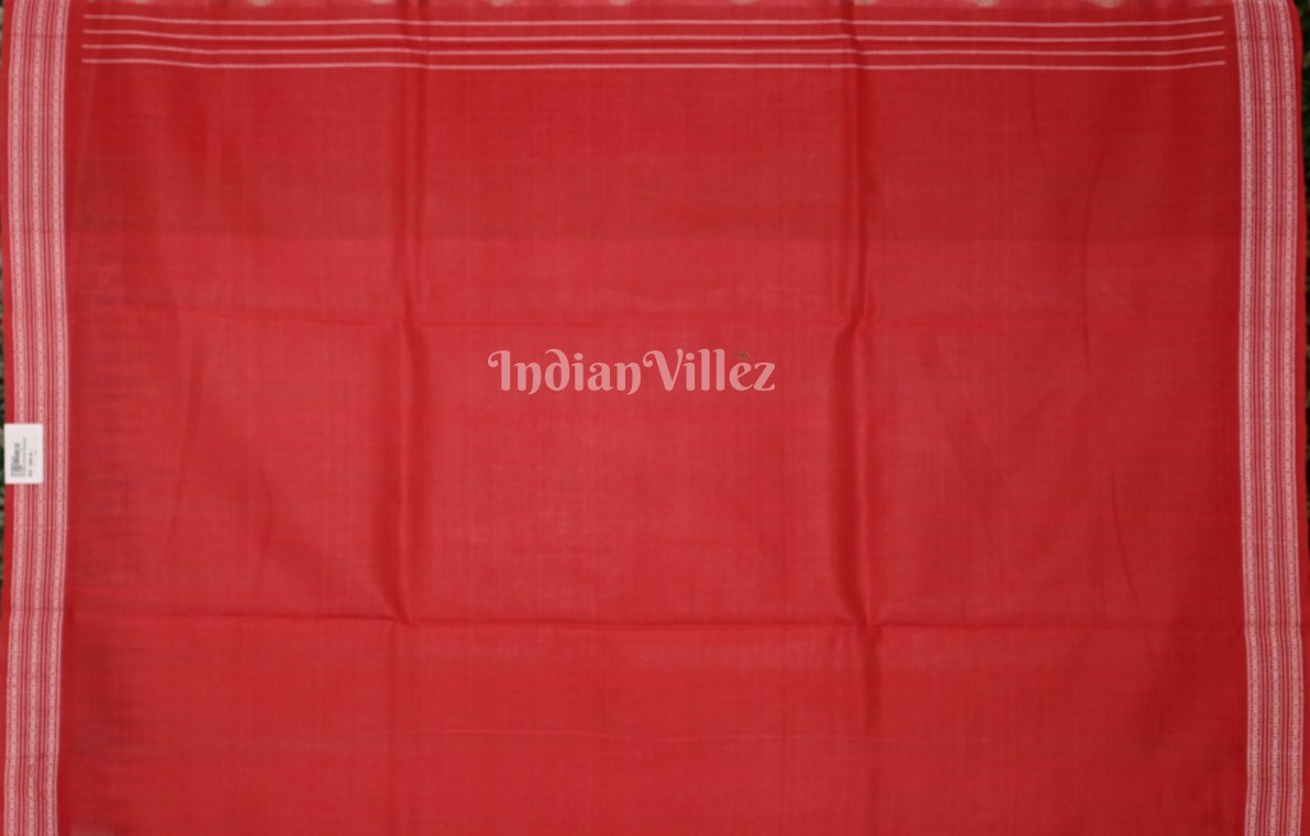 Beige Red Fine Gopalpur Tussar Silk Saree