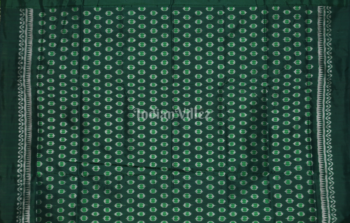 Green Lotus Scot Odisha Ikat Contemporary Designer Silk Saree 
