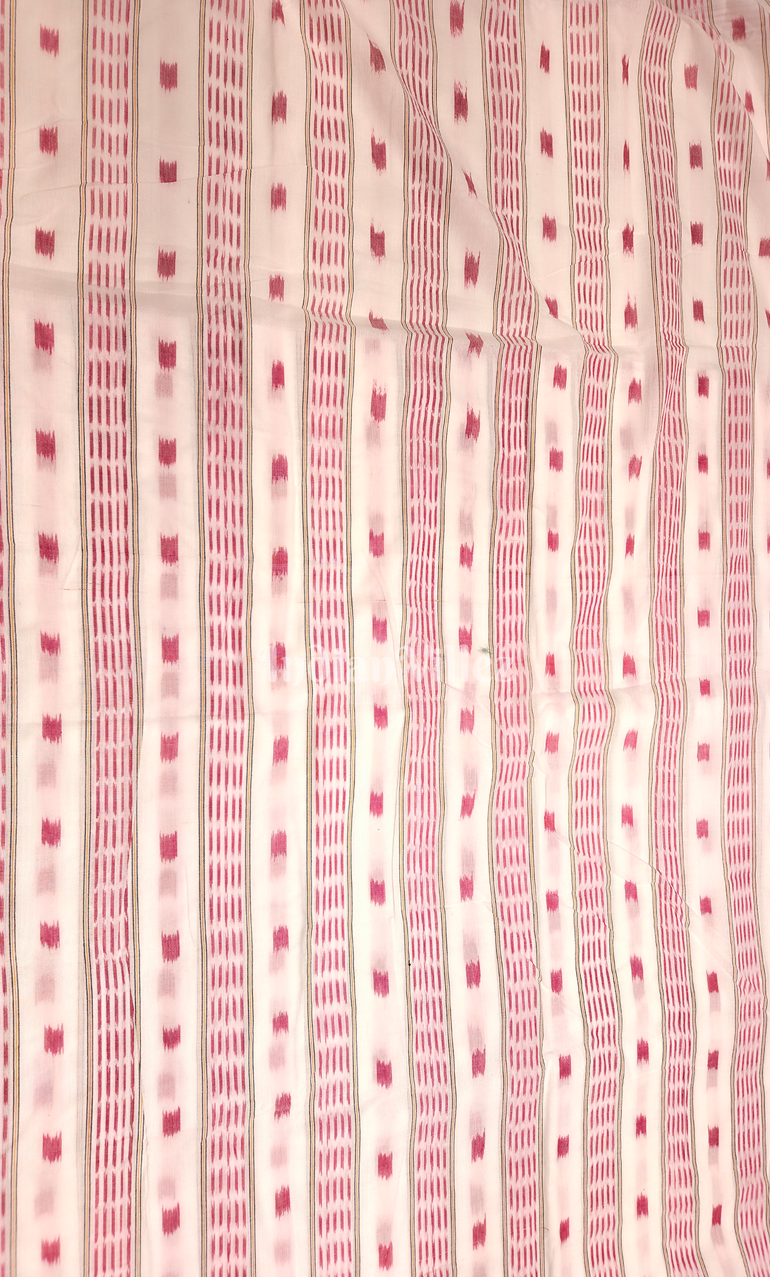 White Red Stripped Odisha Ikat Sambalpuri Cotton Fabric