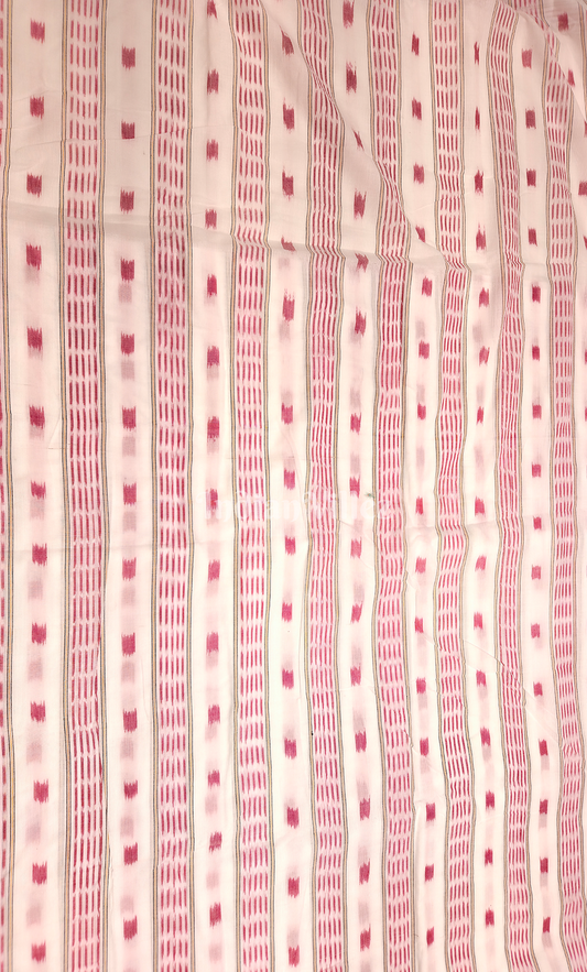 White Red Stripped Odisha Ikat Sambalpuri Cotton Fabric