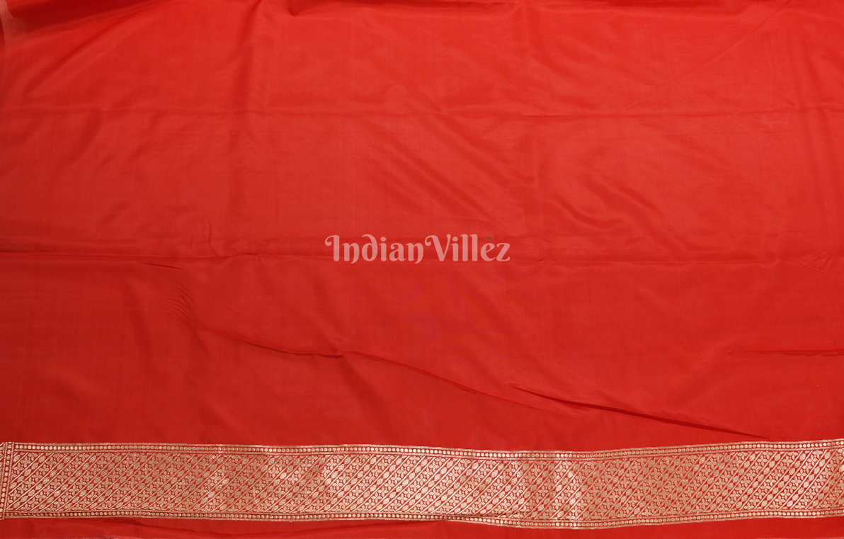 Exclusive Red Jaal Pure Katan Banarasi Silk Saree