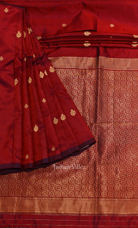 Elegant Maroon Pure Katan Silk Banarasi Saree