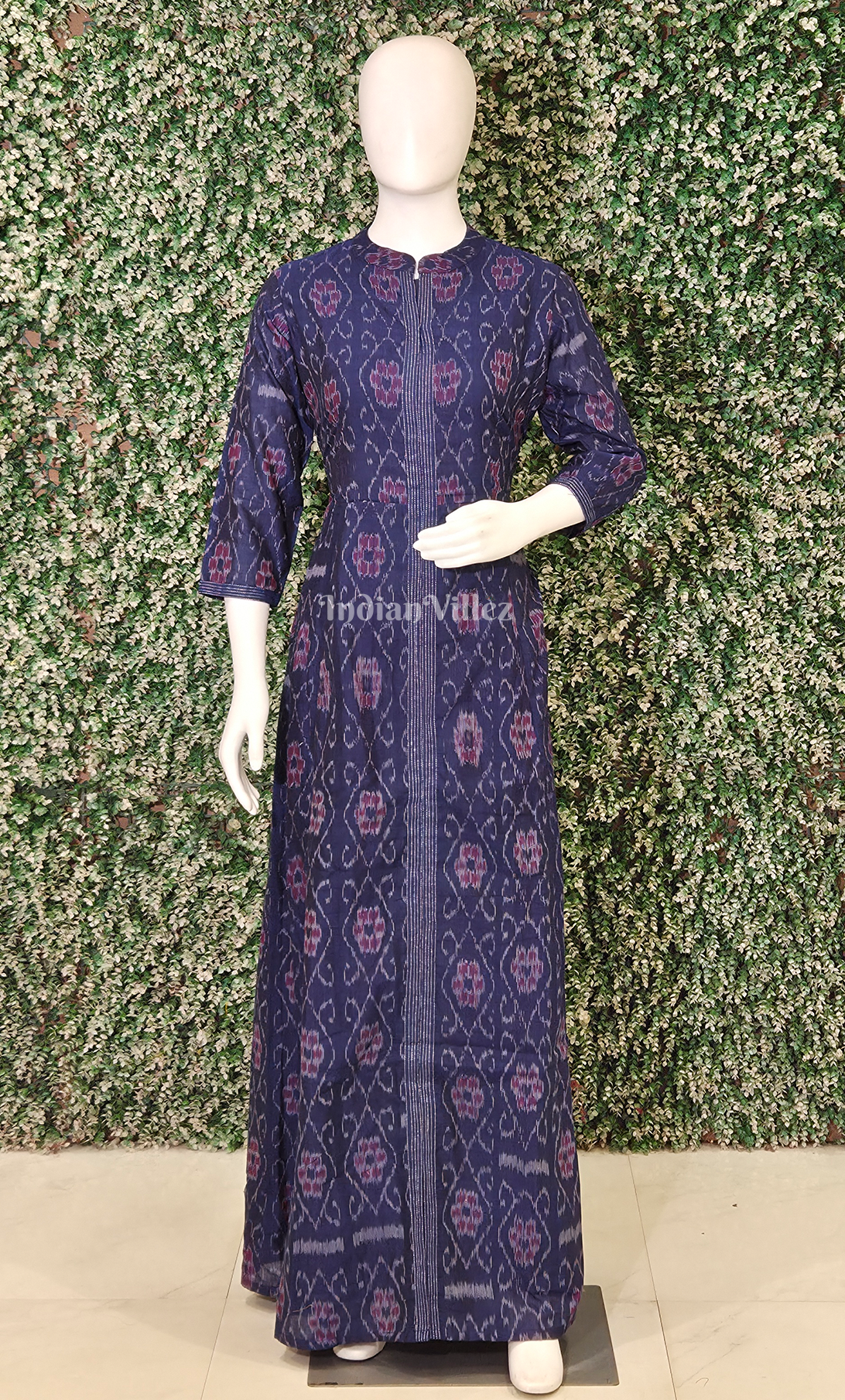 Blue Flower Design Odisha Ikat Designer Gown For Women 