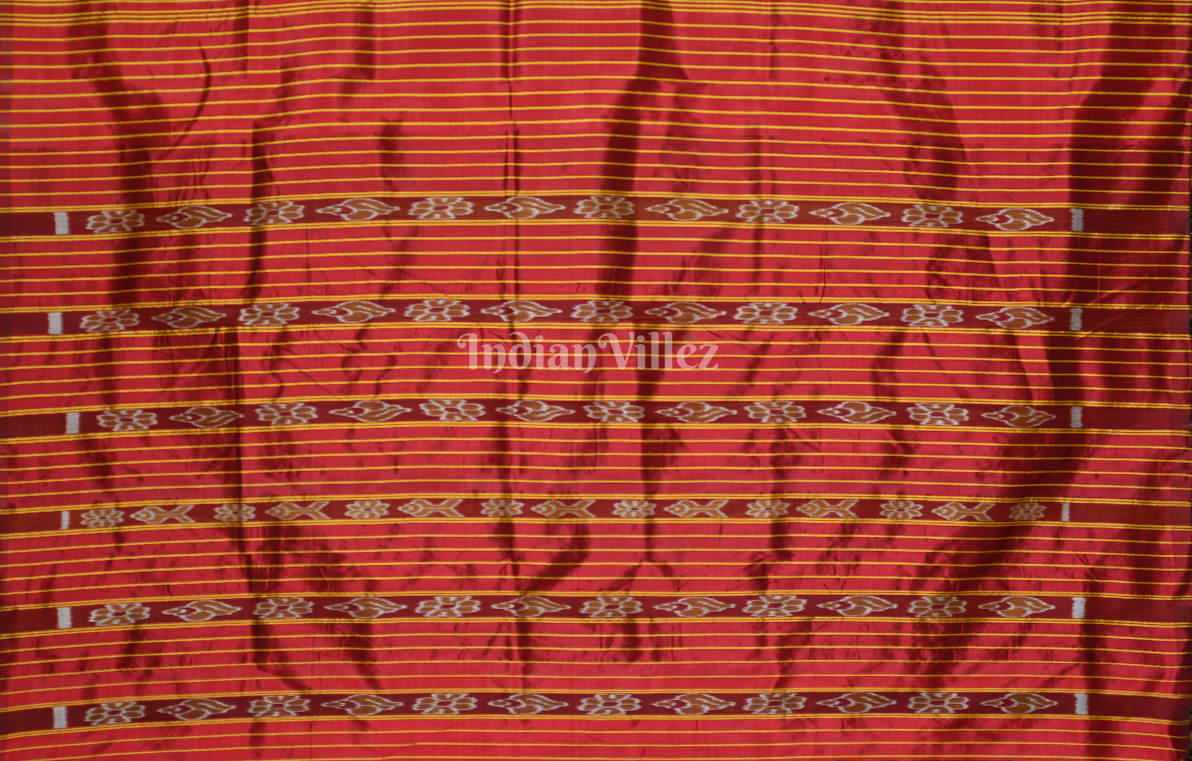 Maroon Yellow Odisha Ikat Contemporary Designer Saree 