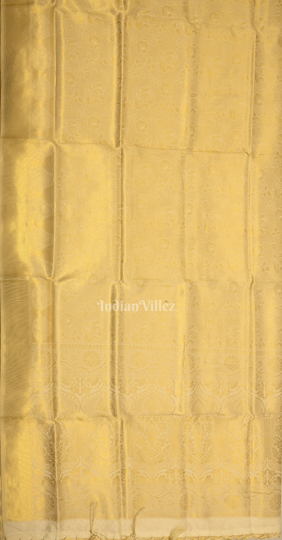 Beige Jacquard Tissue Banarasi Self Weaving with all over Body Work