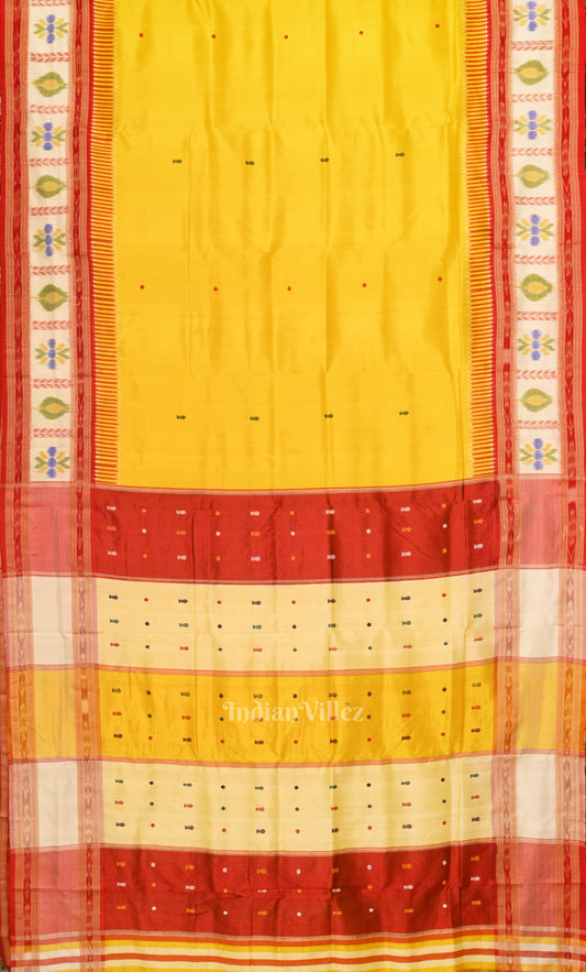 Yellow Red Kathiphera Odisha ikat Khandua Silk saree 