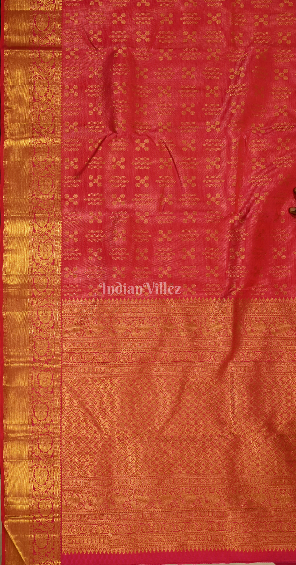 Exclusive Red Golden Buti Zari Brocade Pure Kanjivaram Silk Saree 
