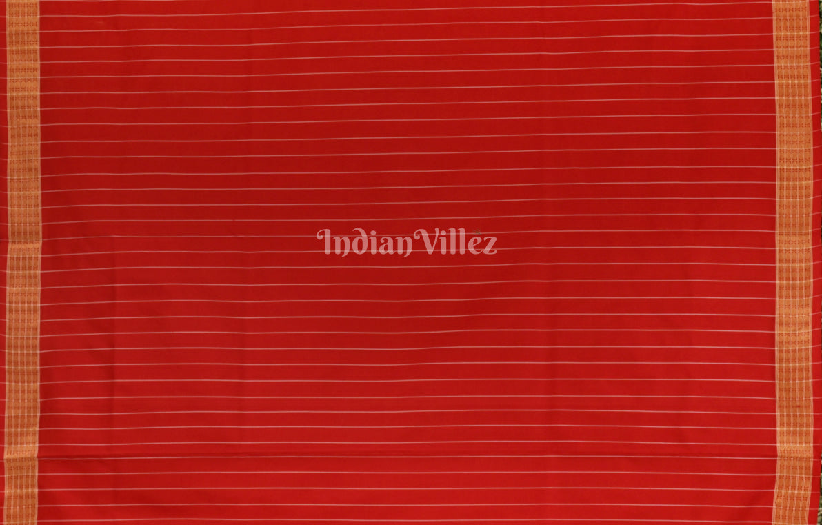 Red Laxmi Yantra Half Tissue Odisha Ikat Sambalpuri Silk Saree 