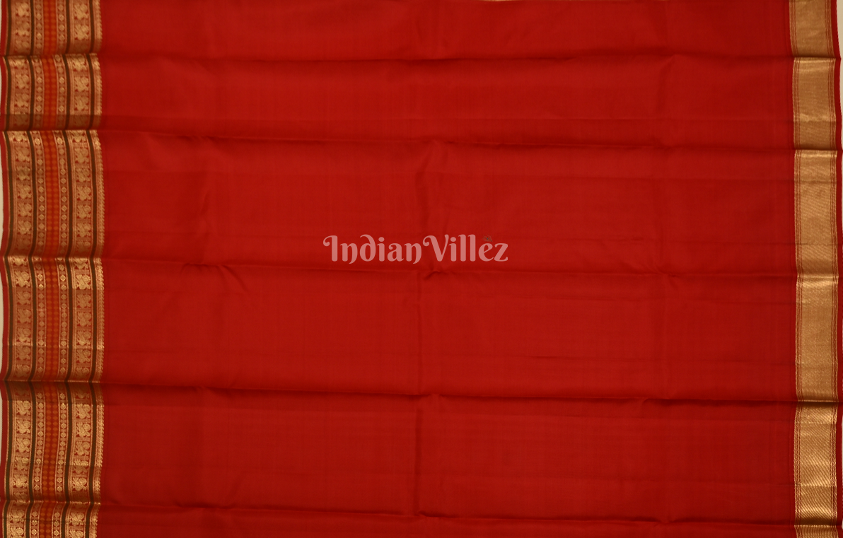 Exclusive Yellow Red Check Brocade Pure Kanjivaram Silk Saree 
