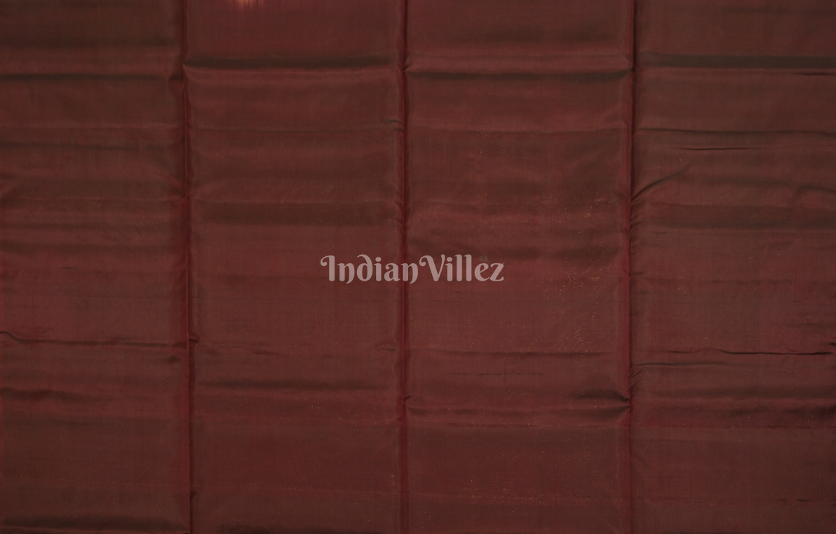 Copper Brown Maroon Floral Zari Pure Kanjivaram Soft Silk Saree