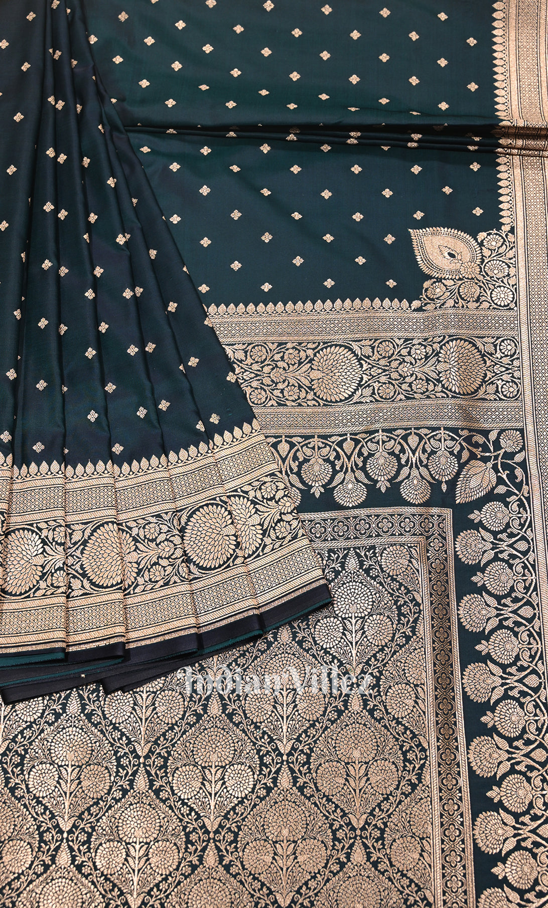 Bottle Green Pure Mashru Satin Silk Banarasi Saree 