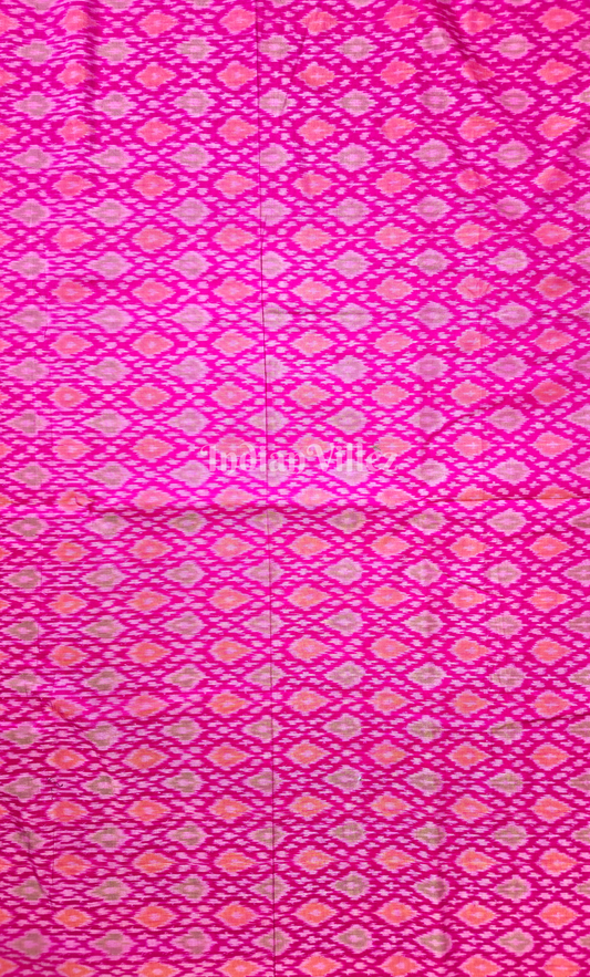 Rani Pink Handwoven Pochampally Ikat Silk & Cotton (Sico) Fabric