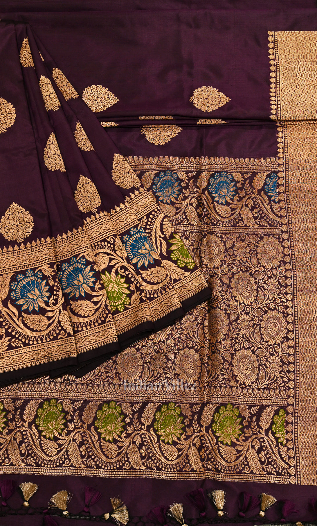 Mulberry Purple Pure Katan Silk Banarasi Saree
