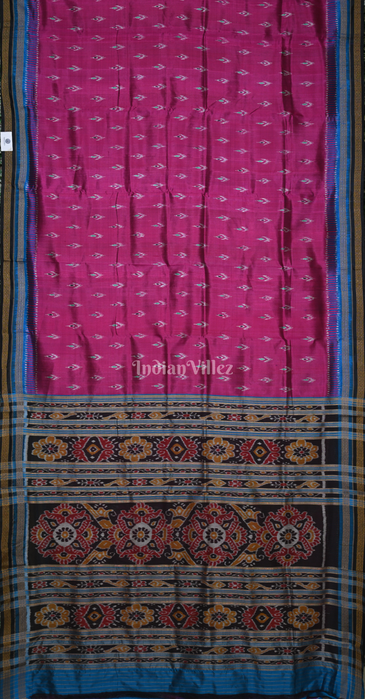 Magenta Pink Blue Mayur Chandrika Khandua Silk Saree 
