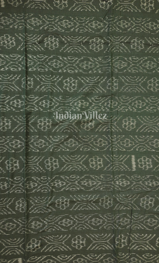 Leaf Green Floral Motif Odisha Ikat Sambalpuri Cotton Fabric