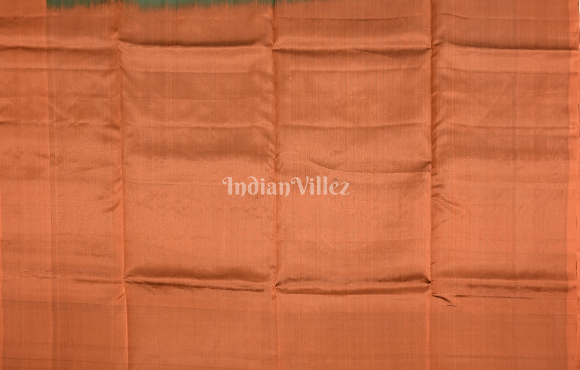 Green Rust Orange Zari Pure Kanjivaram Soft Silk Saree